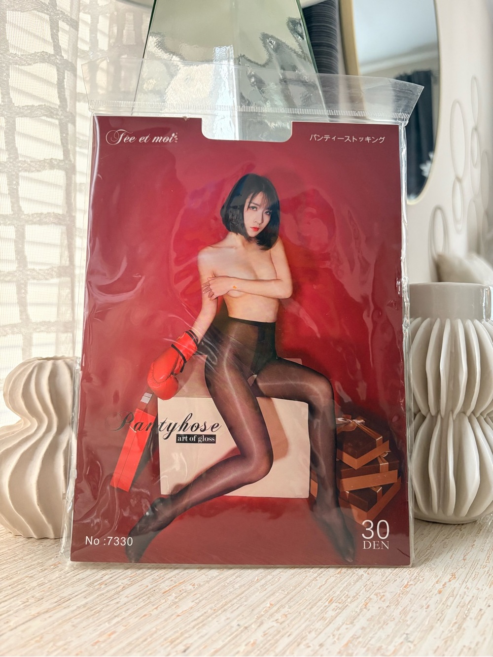 NWT Rose Sakura Nude Ivory High Waisted Crotchless Art of Gloss Pantyhose Tights